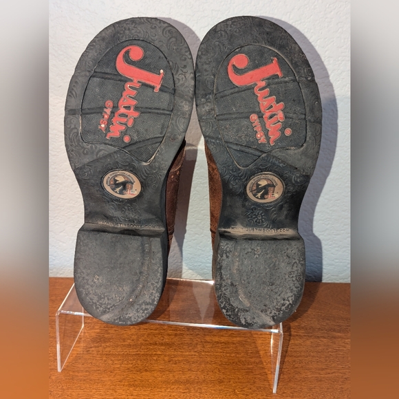 Justin Womens Pull On Gypsy Boots Pink and Brown  7.5B #L9901 - Picture 6 of 9